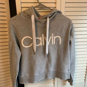 Calvin Klein gray cropped hoodie